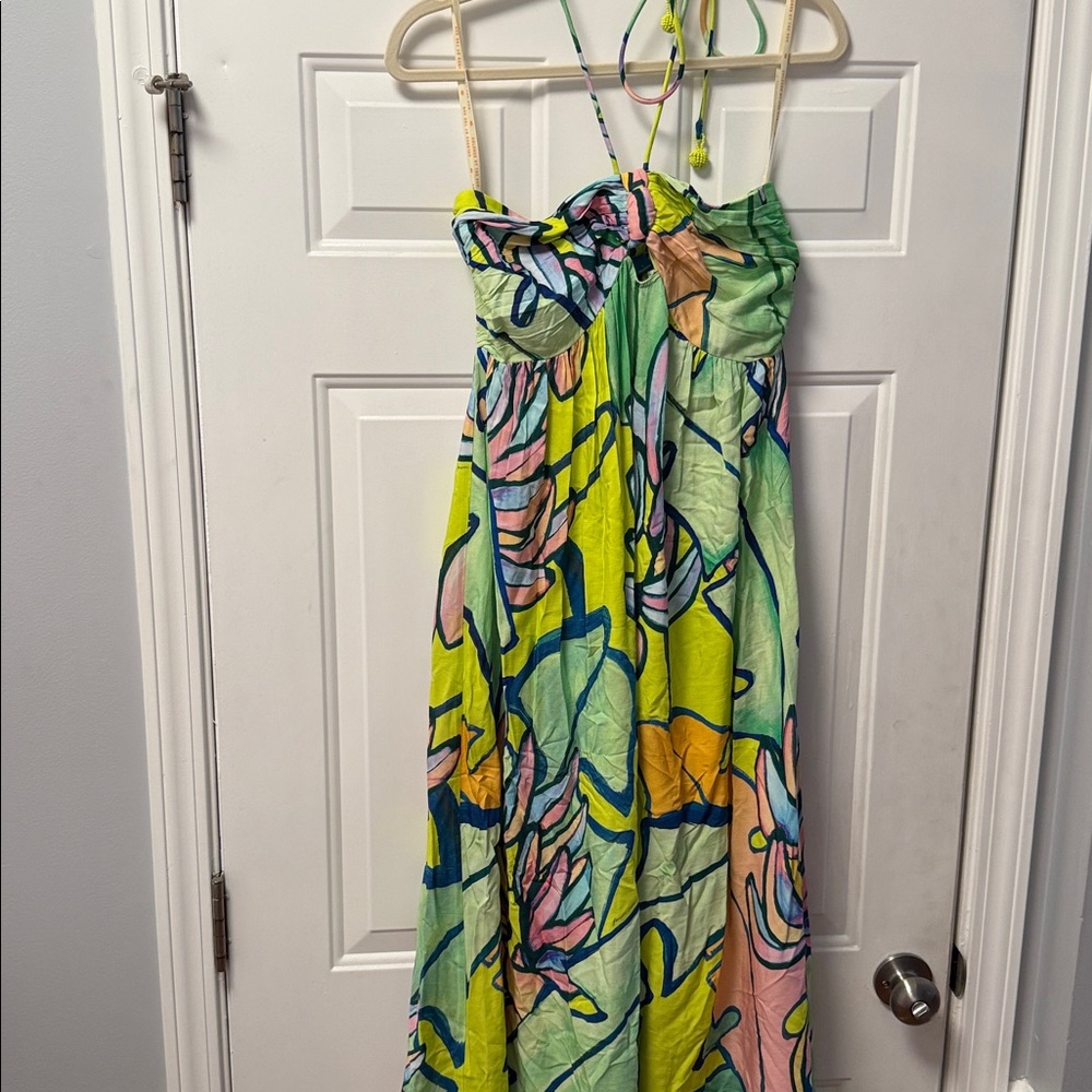 Farm Rio x Anthropologie Halter Printed Maxi Dress - Size Small NWT - Picture 6 of 7